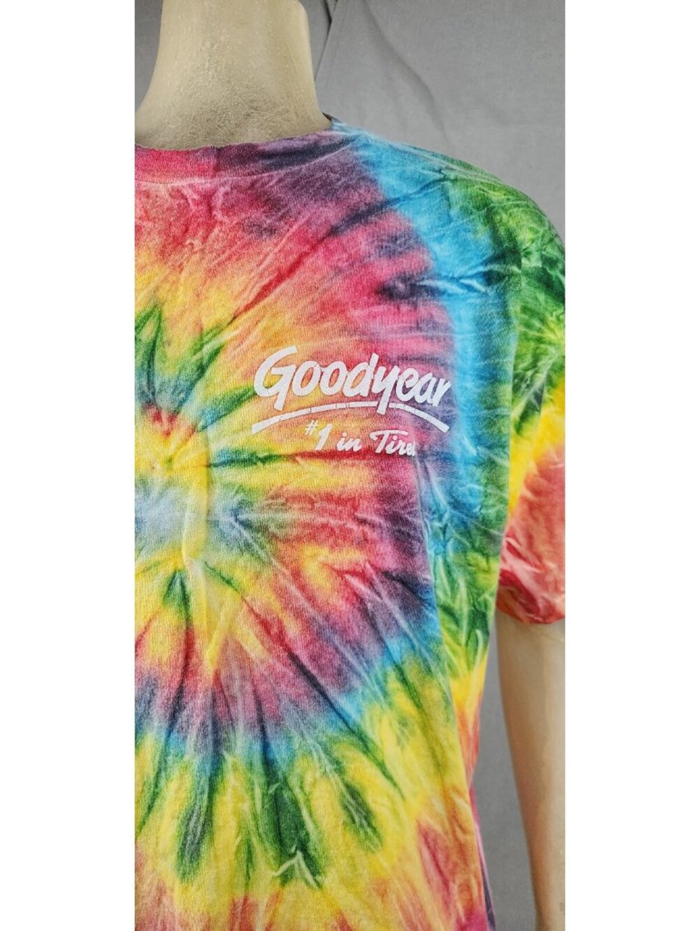 Vintage Jewel Tones Tie Dye Rainbow Spiral Single Stitch XL XLARGE T Shirt Top - Picture 2 of 6